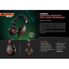 CANYON herní headset Fobos GH-3A, 3,5mm jack, ovládání hlasitosti, 2v1, 3.5mm adaptér, kabel 2m, černý