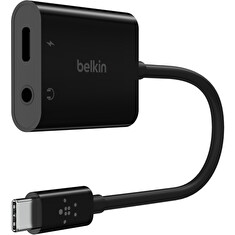 Belkin USB-C adaptér/rozdvojka 1x USB-C M/ 1x USB-C F napájení 60W + 1x 3,5mm jack, černá
