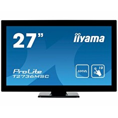iiyama ProLite T2736MSC-B1 - LED monitor - 27" (27" zobrazitelný) - dotykový displej - 1920 x 1080 Full HD (1080p) @ 60 Hz - A-MVA - 300 cd/m2 - 3000:1 - 4 ms - HDMI, VGA, DisplayPort - reproduktory - černá