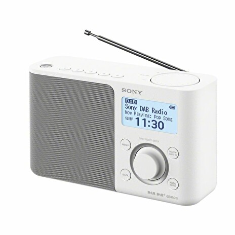 SONY XDR-S61DW Přenosné FM/DAB rádio, bílé, víceřádkový bíle podsvícený display. 5 paměťových tlačítek